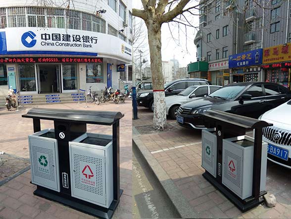 戶(hù)外鋼制分類(lèi)垃圾桶WJ-8009